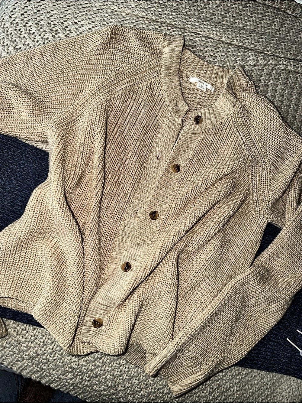 O'Neill Knit Button-Front Cardigan in Brown Size Medium - Picture 2 of 4